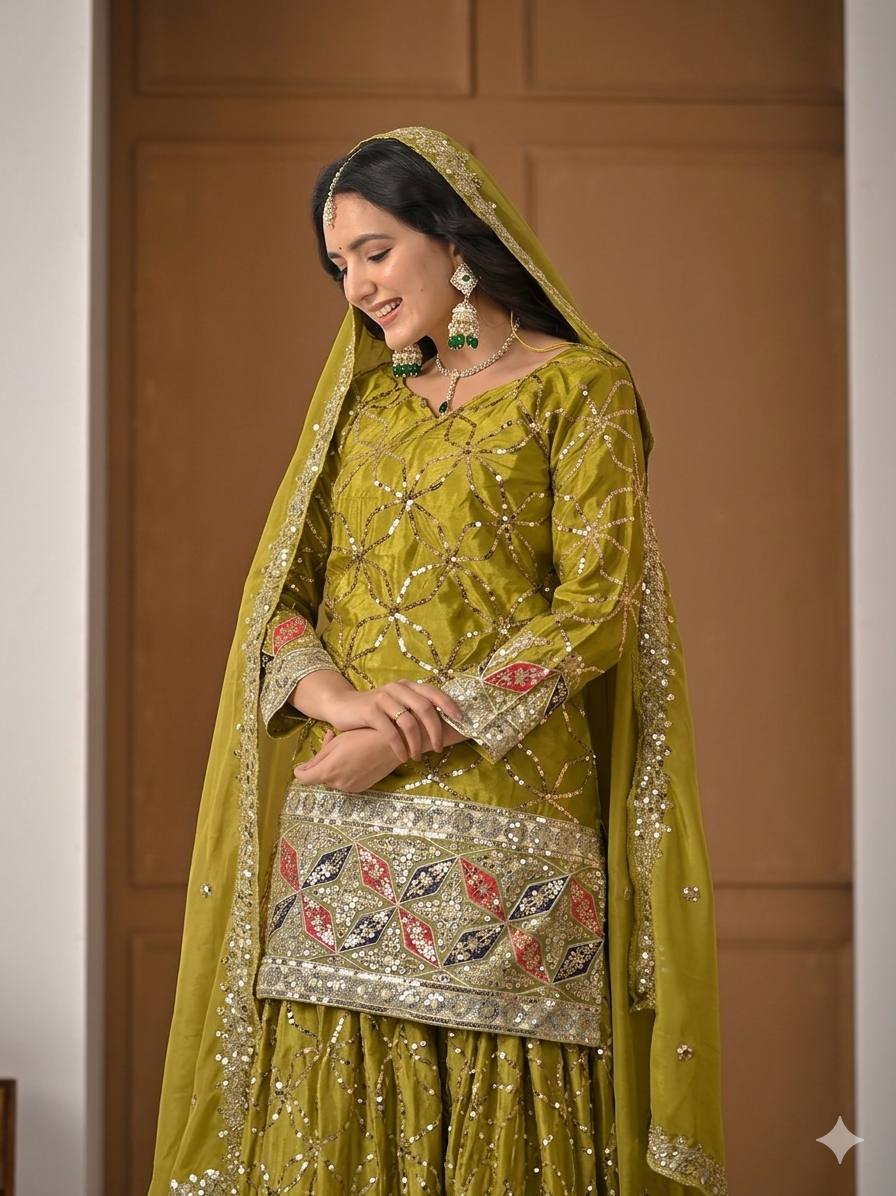 The Sovereign Chartreuse Mirror-Craft Gharara